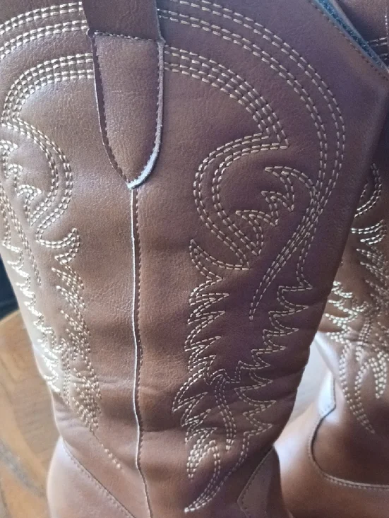 Brown Women's Western Mid-Calf Boots - Classic Cowboy Style - Picture 3 of 7